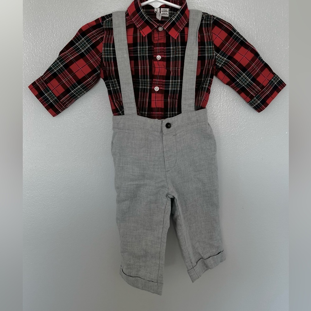 Baby Boy’s Janie and Jack Shirt and Suspenders Outfit